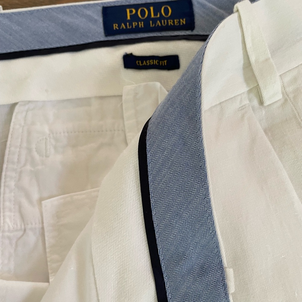 Polo by Ralph Lauren Men's White Linen Blend Classic Fit Pants
